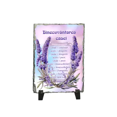 Binecuvântarea casei, piatra ardezie personalizata, cu mesaj model, pa139